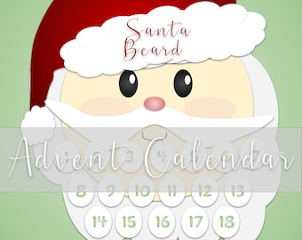 Christmas Santa Beard Advent Calendar, Super Creative Advent Calendar, Build Santa's Beard With Cotton Balls - PDF Instant Download