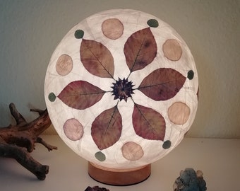 Round paper lampshade & pressed plants, flowers and leaves, mandala, natural materials, floor lamp, hanging lamp, yoga practice