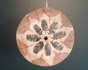 Round paper lampshade & pressed plants, flowers and leaves, hanging lamp ceiling lampshade natural materials