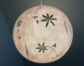 Lampshade tissue paper & pressed plants, flowers and leaves, nature