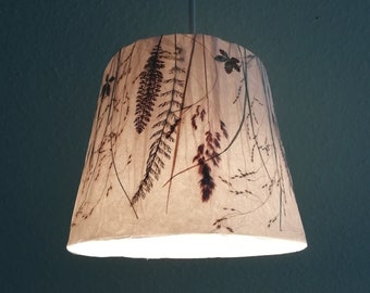 Round paper lampshade plants pressed leaves and grasses hanging lampshade corner room cone cylinder shape