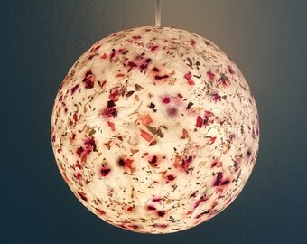 Round lampshade plants pressed flowers and leaves love of nature