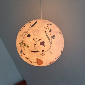 round paper lampshade & pressed plants, ginkgo leaves, ceiling lamp, hanging lamp image 4