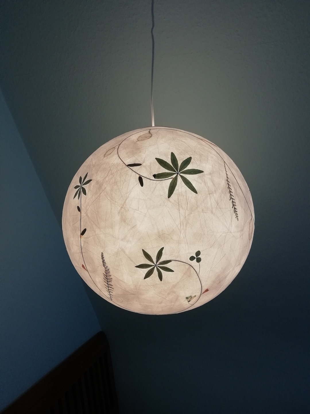 Lampshade Tissue Paper & Pressed Plants Flowers and Leaves Etsy