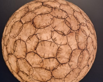 Handmade pendant lamp made of tissue paper with pressed plants, round, globe lamp, lampshade, pendant light, natural materials