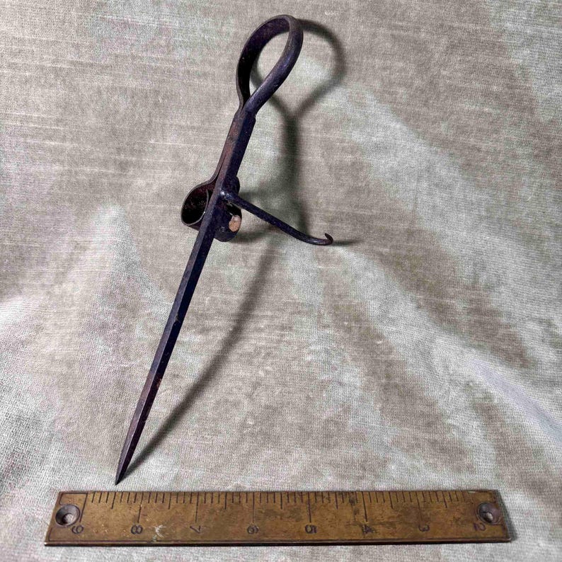 Early American Forged Iron Candle Holder With Hook - Etsy