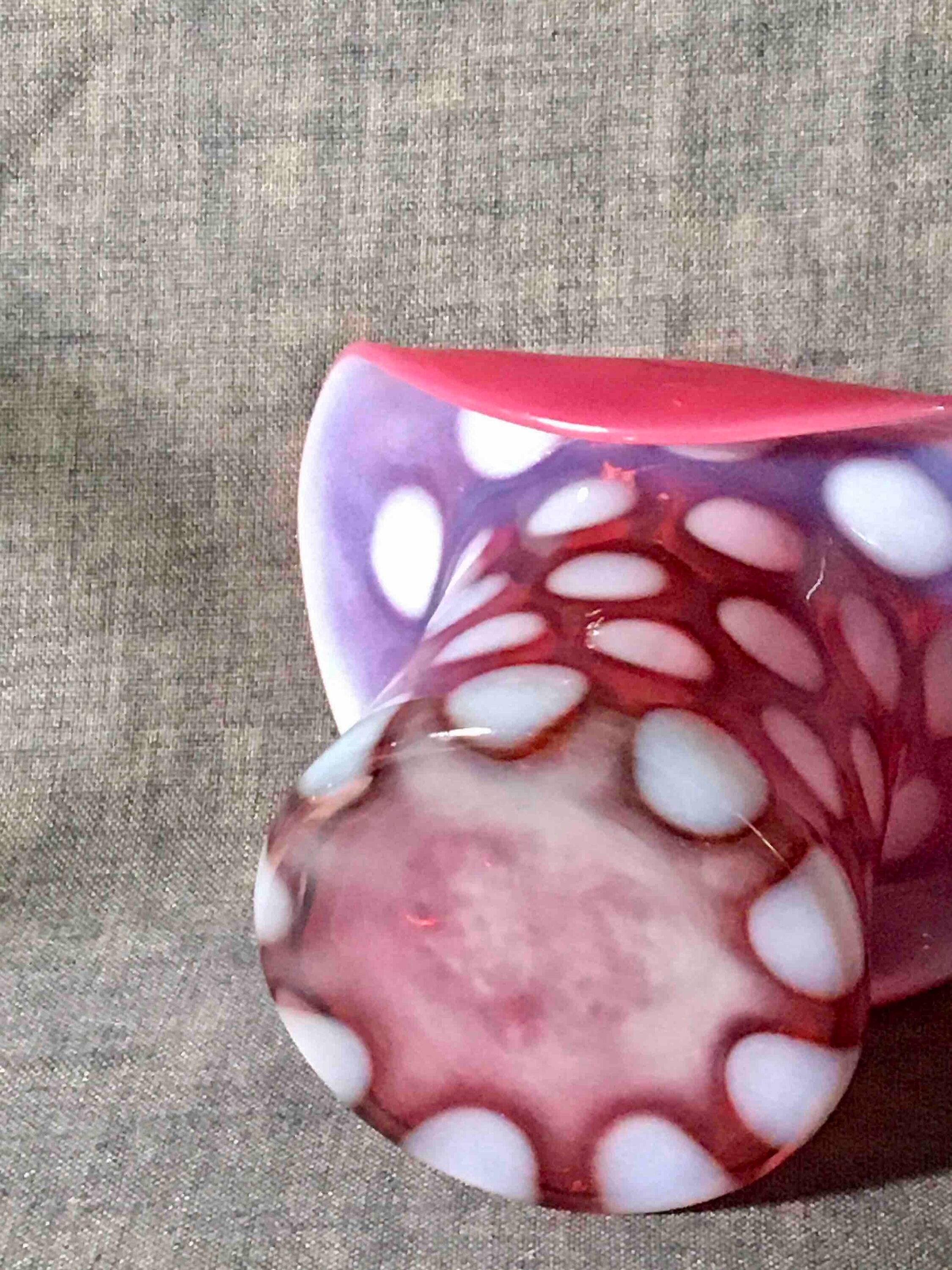 Mid Century Modern Fenton Mold-blown Cranberry Glass Top Hat 