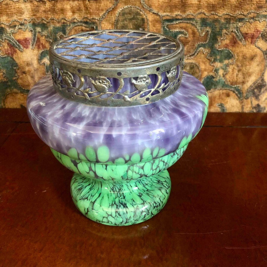 Bohemian Glass Flower Frog/vase Etsy