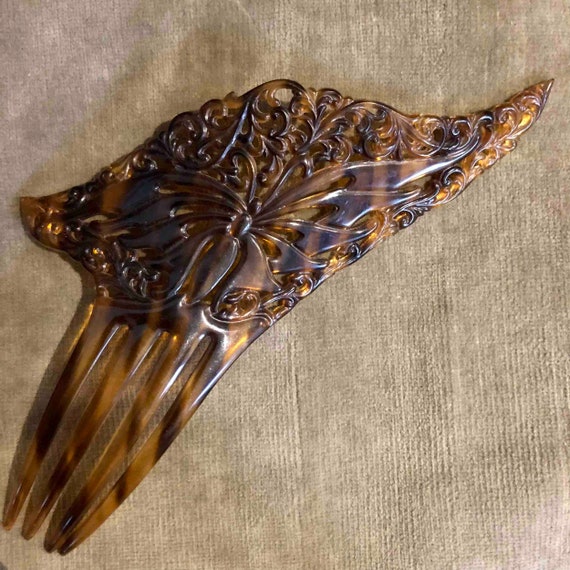 Mantilla Style Celluloid Hair Comb - Etsy