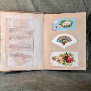 Victorian Chromolitho Karte Muster Verkaufsalbum
