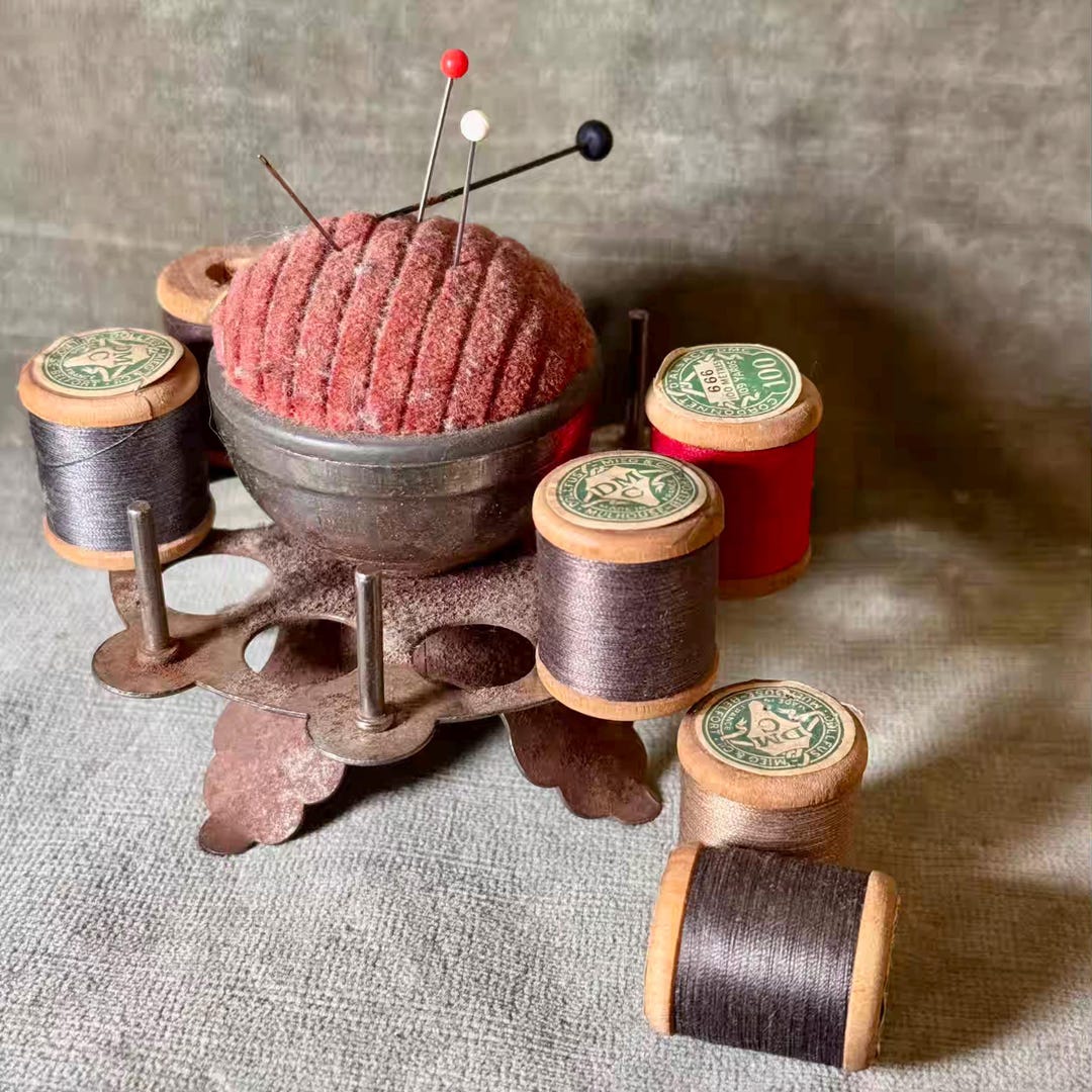Victorian Thread Victorian Metal Thread Holder With Pin Cushion - Etsy