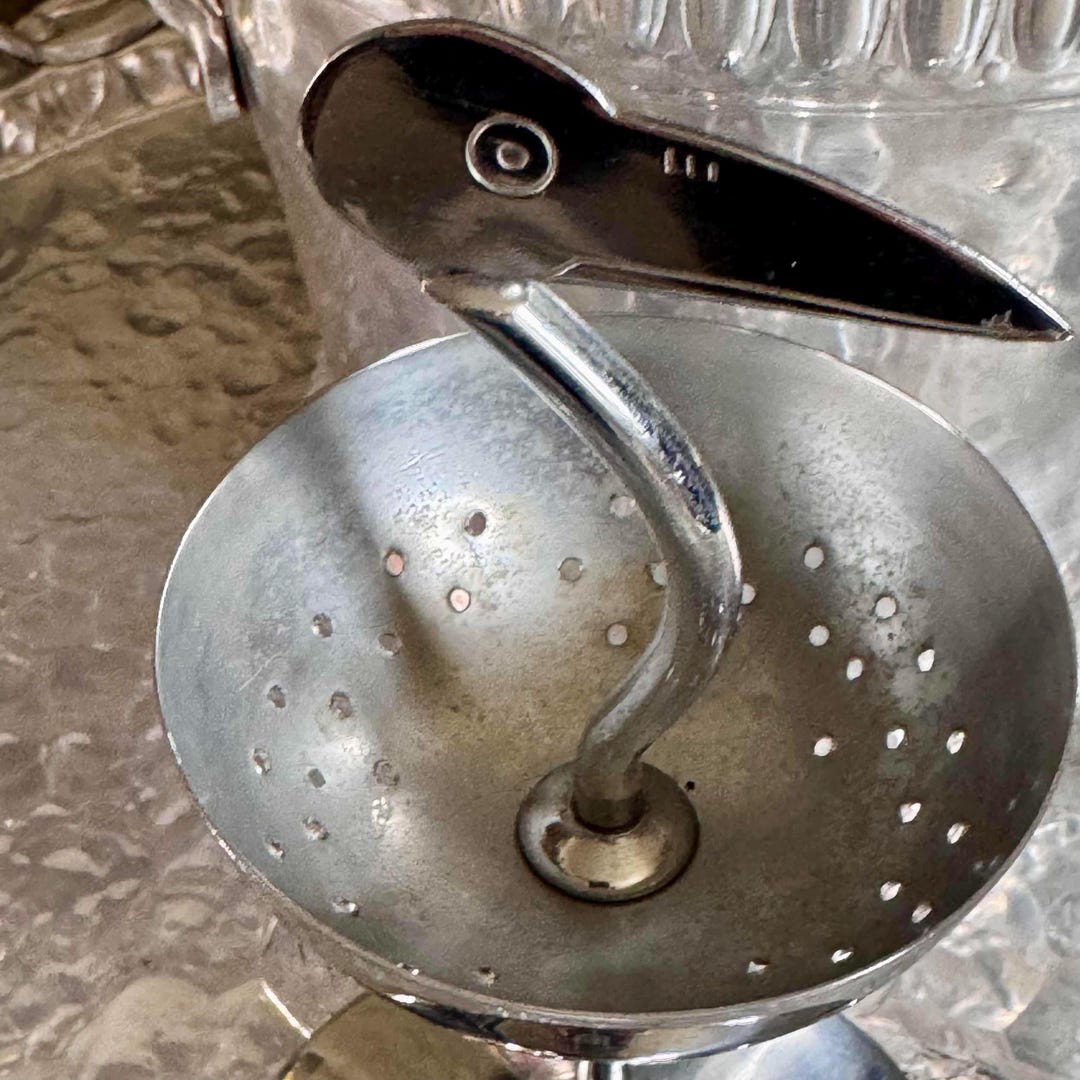 Vintage Stork Ice Strainer mid Century Barware Novelty Ice Bucket vintage-stork-ice-strainer-mid-century-barware-novelty-ice-bucket