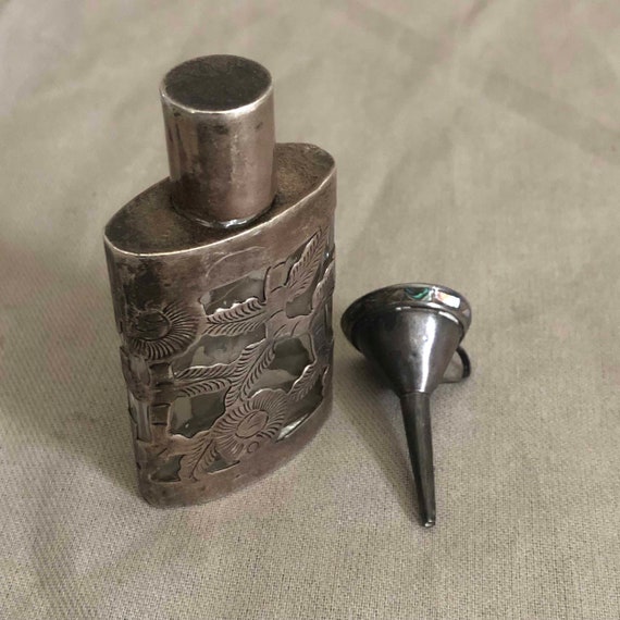 Mexican Sterling Pocket Perfume & Funnel - image 2