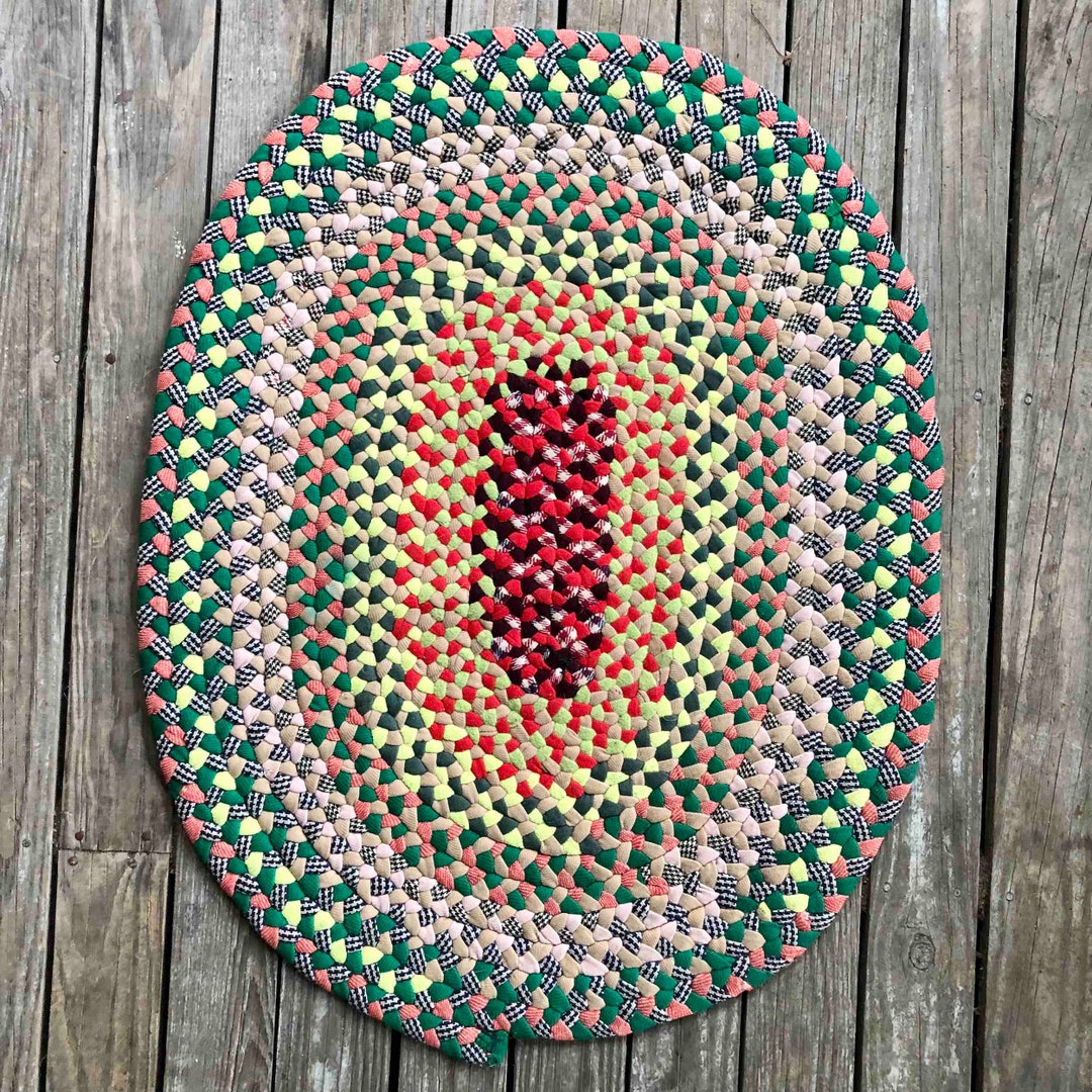Vintage Hand Made Braided Mat Etsy