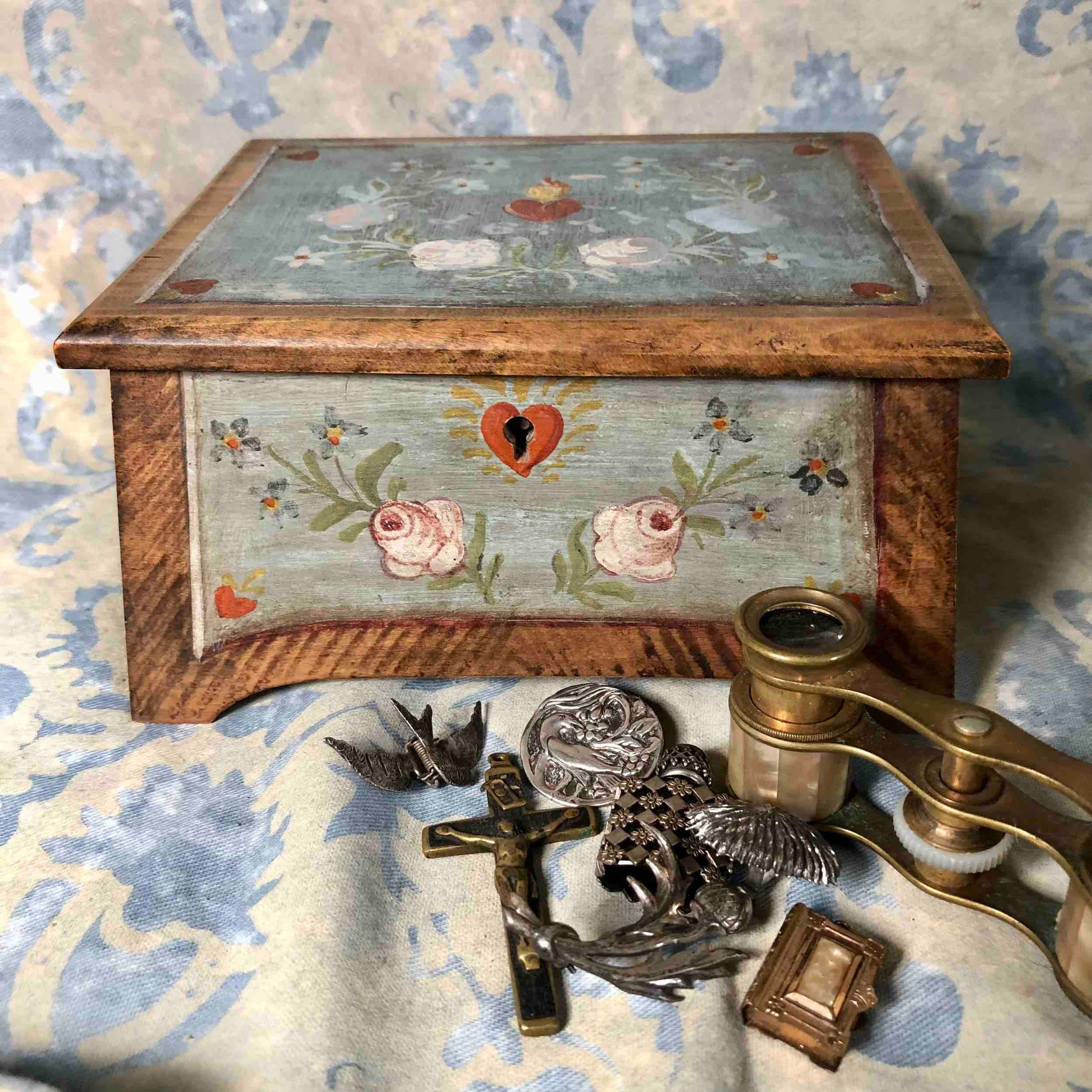 Antique Hand Painted Jewelry Box - Etsy