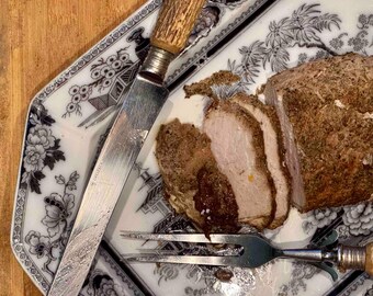 イギリス　アンティーク　カービングフォーク　肉用　アウトドアフォーク 鹿の角 イギリス アンティーク カービングフォーク 肉用 アウトドアフォーク