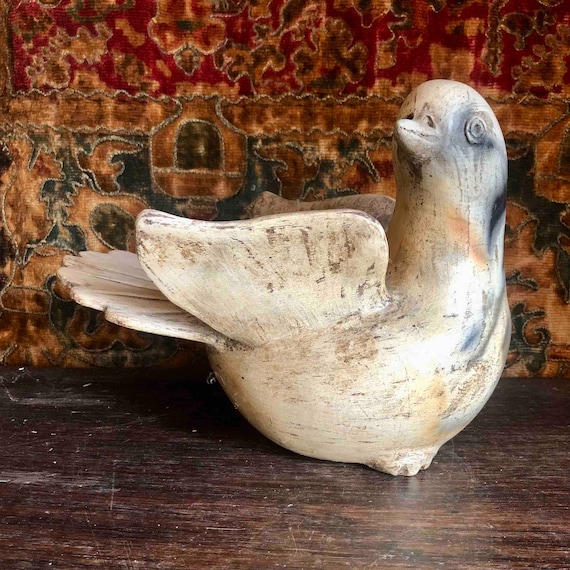 鳩の装飾付き陶器鉢 鉢カバー ヴィンテージ ポルトガル製 陶器 鉢