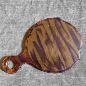 Espejo de tocador de mano antiguo de celuloide con diseño Art Déco de carey