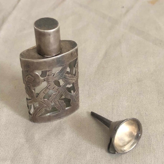 Mexican Sterling Pocket Perfume & Funnel - image 1