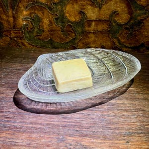 Vintage Pressed Glass Clam Shell Soap Dish