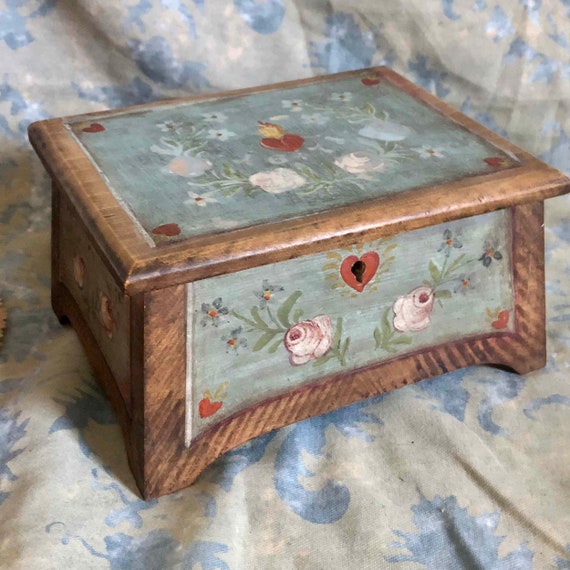 Antique Hand Painted Jewelry Box - image 1