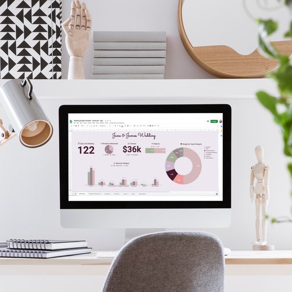 Wedding Budget Tracker Template Dashboard | Excel or Google Sheets | Wedding Planning | Expense Organizer | RSVP Tracker | Venue Comparison