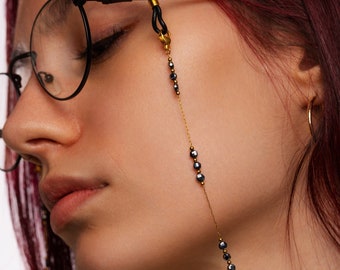 Chaine de lunettes façon bijou à perles pour Femme - Cordon de lunettes bijou pour lunettes de vue ou lunettes de soleil. Modèle "Liv"