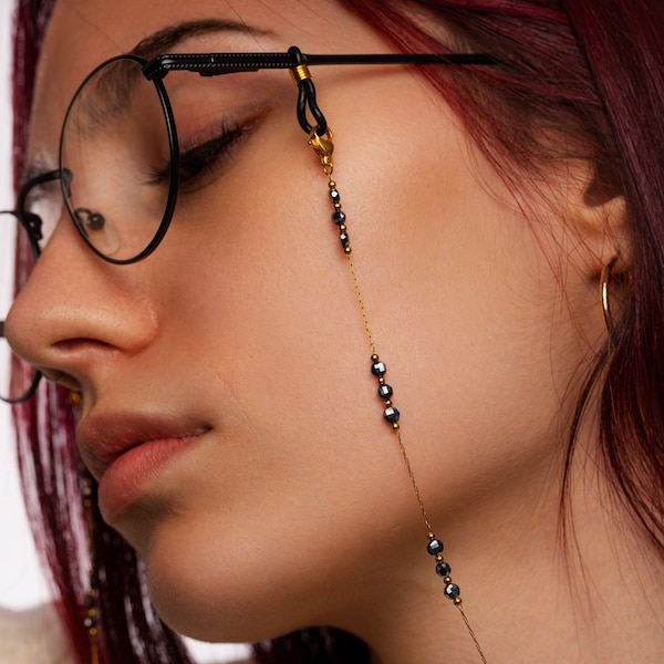Chaine de lunettes façon bijou à perles pour Femme - Cordon de lunettes bijou pour lunettes de vue ou lunettes de soleil. Modèle "Liv"