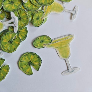 Margarita Party Confetti, Margarita Glasses and Limes Table Decor, Party Decor, Margarita Cupcake Toppers, Made in America