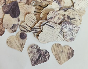 Wedding Heart Confetti, Paper Wood Hearts, Wedding Table Decorations