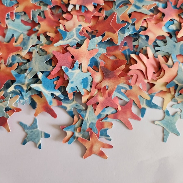 Blue and Orange  Starfish Confetti, Starfish Craft, Starfish Table Decor