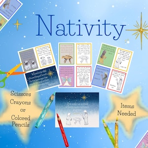 Krippenspiel, Weihnachten für Kinder, Vorschulaktivität, Sonntagsschulaktivität, Made in America, druckbare Krippendekoration