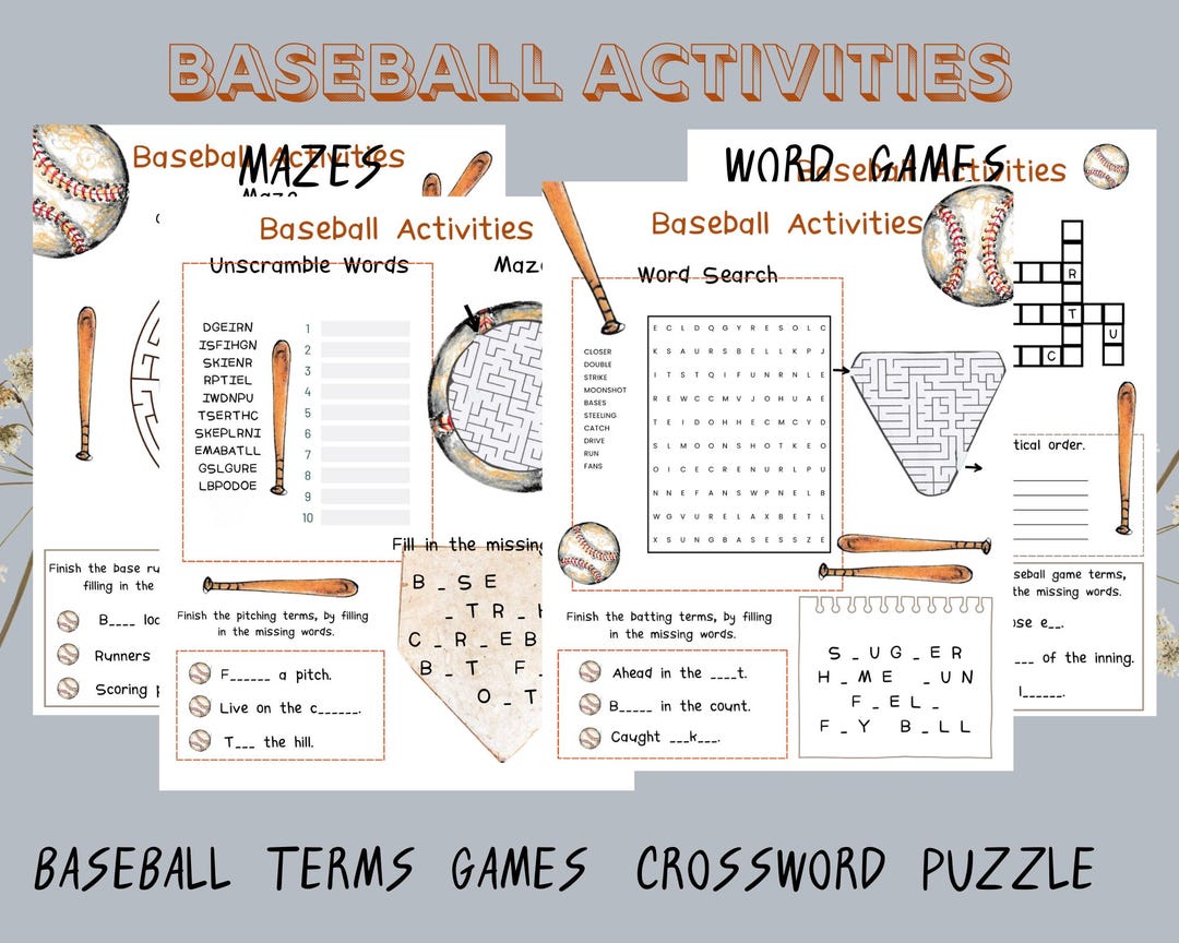 Baseball Activity Sheets: Fun Kids Games, Puzzles, Mazes (digital ...