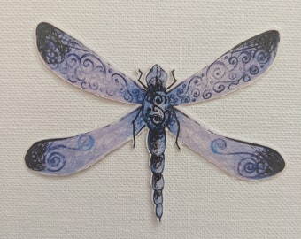 Dragonflies (3) /Waterproof Dragonfly Stickers /Purple and Blue Bugs