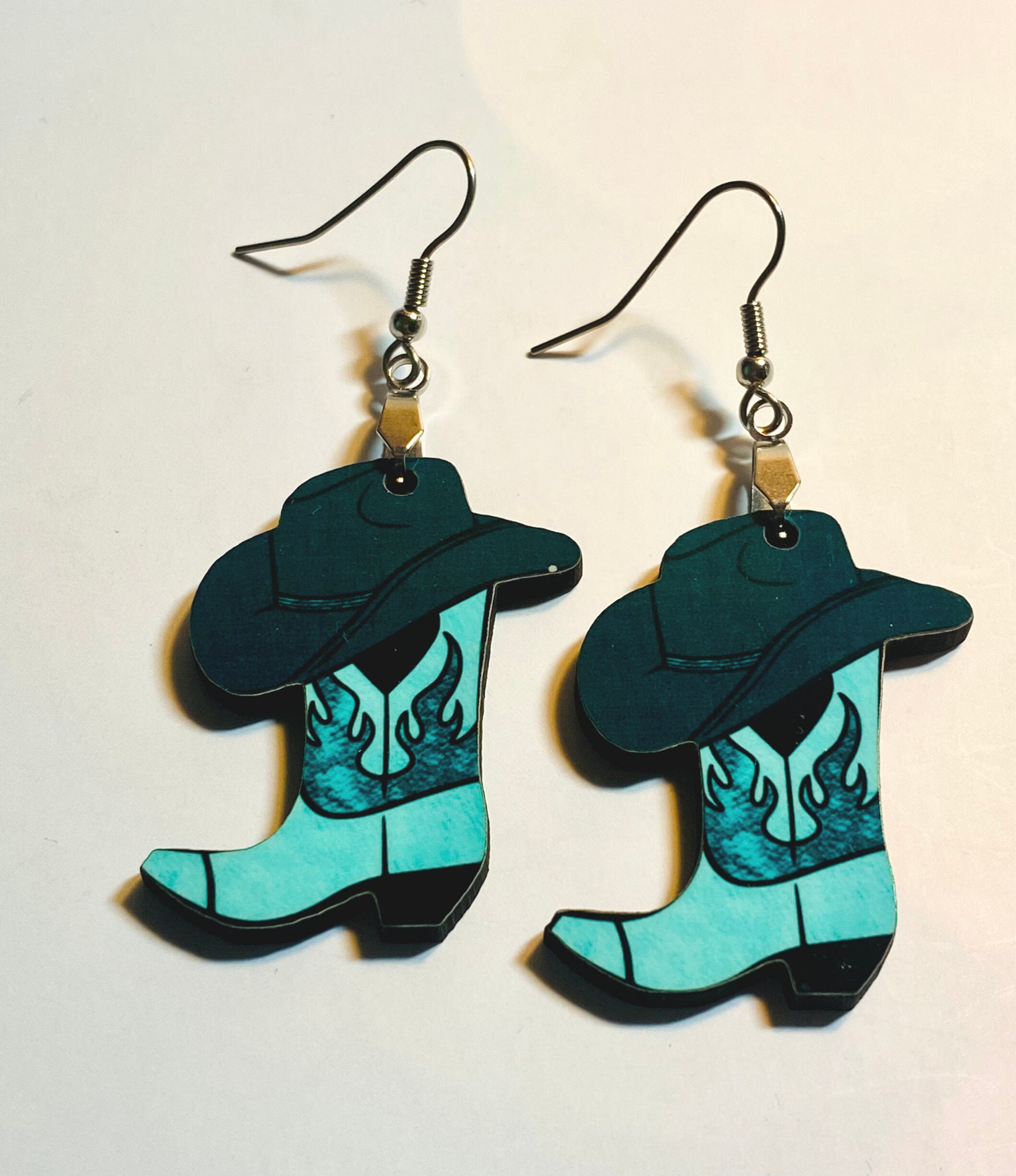 Cowgirl Boot Dangle Earrings Cowboy Boot Earrings Cowgirl Etsy UK