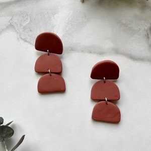 Terracotta - arch with half moon - polymer clay earrings