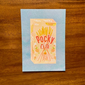 Pocky peach risograph prints (5x7 in)