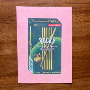 Pocky matcha risograph prints (5x7 in)