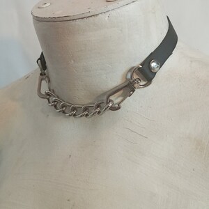 Rose Leather and Chain Goth Fetish Choker