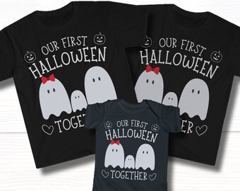 Unser erstes Halloween zusammen Passendes neues Mom Dad Baby Outfit, niedliches Kawaii Geist Familie Shirt, Babys 1st Halloween TShirt, Daddy Mommy Tee