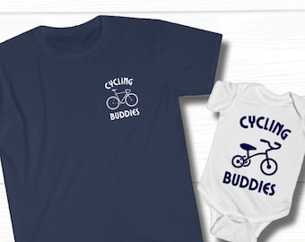 Dad Kid Cycling Shirts, "Cycling Buddies" TShirt, Matching Bike T Shirts, Mens Bicycle Shirt, Daddy And Me Outfit, Father Son TShirt