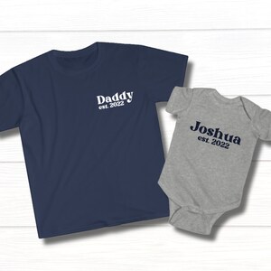 Personalized Father Son Matching Shitz, New Dad and Baby Gift, Daddy Est Customized Shirt, Custom Dad and Baby TShirts, Daddy Daughter