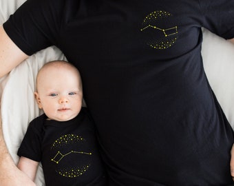Big Dipper Little Dipper Dad Baby Koszulki dopasowujące się, Prezent kosmiczny dla ojca i syna Córki, Dopasowany strój dla taty i mnie dla nowego taty