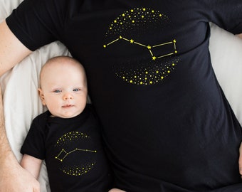 Big Dipper Little Dipper Dad Baby Passende Shirts, Weltraum Geschenk für Vater und Sohn Tochter, passender Daddy und ich Outfit für New Dad