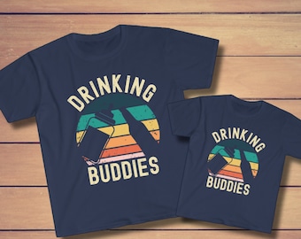 Dad&#39;s Drinking Buddy Set, &quot;Drinking Buddies&quot; Jersey Bodysuit,Dad and Baby Matching Shirts, Father and Infant TShirts, Cute Father&#39;s Day Gift