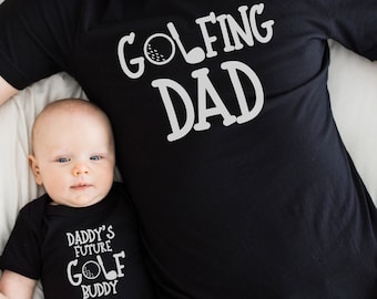 Dad and Kid Matching Golf Shirt, "Daddy's Future Golfing Buddy" TShirt, Custom Golf Dad and Baby Matching T-Shirts, Daddy's Little Caddy Tee
