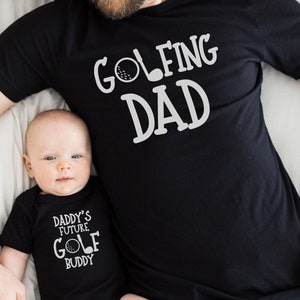 Dad and Kid Matching Golf Shirt, &quot;Daddy&#39;s Future Golfing Buddy&quot; TShirt, Custom Golf Dad and Baby Matching T-Shirts, Daddy&#39;s Little Caddy Tee