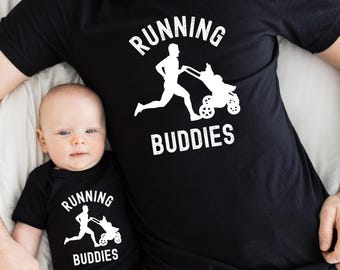 Running Dad Gift "Running Buddies" Shirt, Custom Father Son Daughter Matching Shirts, Half Marathon TShirt