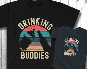 Dad and Baby Matching Shirts, "Drinking. Buddies" TShirt and Infant Bodysuit, Beer Lover T Shirt, Father's Day Gift