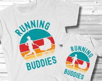 Mommy and Baby Shirt, "Running Buddies" Matching Shirt Set, Runner Gift for New Mom, Mother and Me Shirts, Marathon Mom TShirt